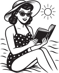 girl reading a book on the beach