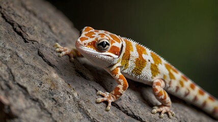Naklejka premium Colorful Gecko on a Branch in Natural Light