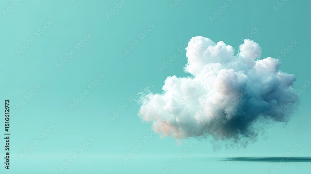 Aufkleber closeup of a soft white cloud formation floating against a pastel mint green background, conveying s