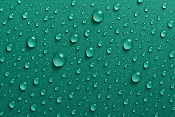 Water Droplets on Green Teal Surface