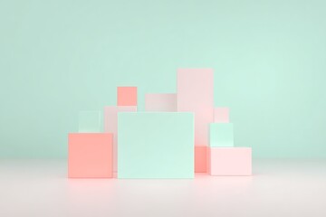 Pastel geometric composition with simple shapes