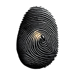 Detailed black fingerprint with realistic ridge texture, centered and clean,
