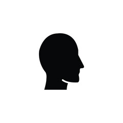 Simple black silhouette of a head in profile. Minimalist design.