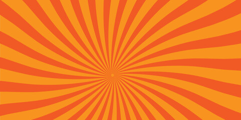 Vintage sun ray orange and red radial spiral sunrise, sunlight creative vector summer sunny. seamless retro vintage burst sunrise sunbeam element spiral striped illustration sunray template wallpaper.