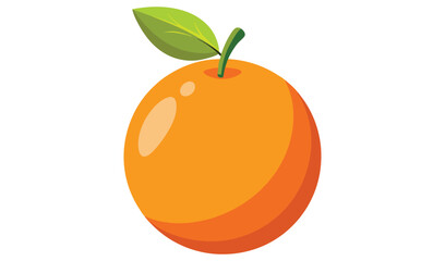 Single orange fruit with leaf illustration