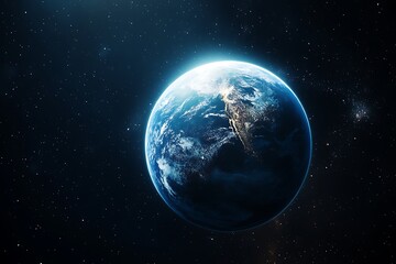 Obraz premium Earth from space, glowing