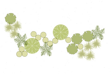 architecture drawing plant tree top view, Includes greenery, bushes, for landscape plan and architecture layout drawing, elements for environment and garden © feipco