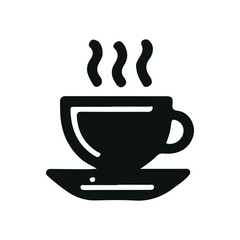 coffee cup icon, black and white illustration on white