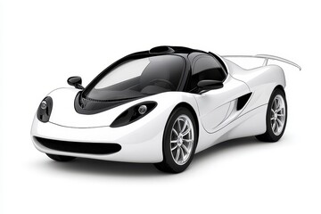Sleek White Sports Car with Black Accents Studio Shot