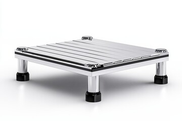 Small Chrome Metal Platform with Perforated Top and Rubber Feet