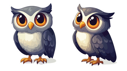 Fototapeta premium Cute Cartoon Owl Bird Vector Illustration Isolated on White Background