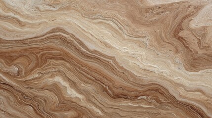Closeup of smooth beige marble surface with organic flowing patterns and textures, ideal for background design and creative projects