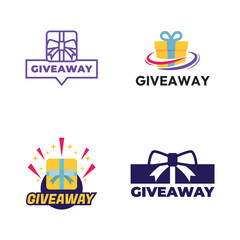 Giveaway banner icon. Gift box. Flat style.