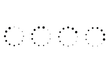 Circular dotted progress loading spinner icon vector illustration set for user interface design buffer animation and modern web element.