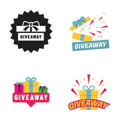 Giveaway banner icon. Gift box. Flat style.