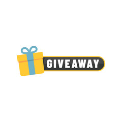 Giveaway banner icon. Gift box. Flat style.
