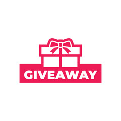 Giveaway banner icon. Gift box. Flat style.