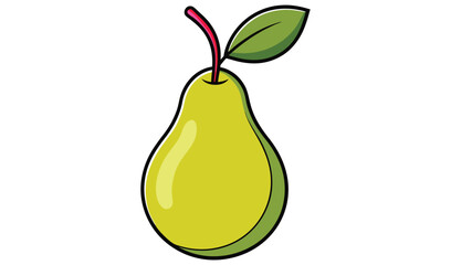 Cartoon illustration of a single green pear