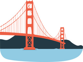 Golden Gate Bridge over the bay san francisco vector flat