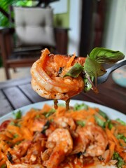 Delicious and succulent shrimp dish with herbs