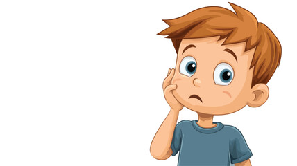 Obraz premium Confused Little Boy on White Background Vector Illustration