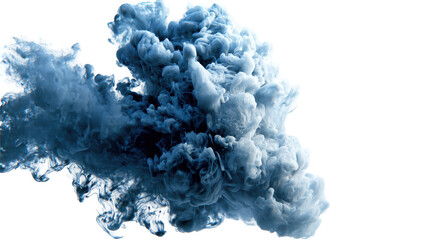 Fototapeta premium Blue smoke puff is expanding on a transparent background, creating an abstract and ethereal effect, perfect for adding a touch of mystery or drama to any project