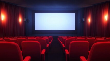 Fototapeta premium Empty movie theater awaiting the show.