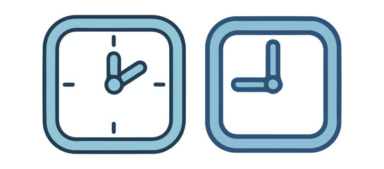 Wall clock vector outline set. Modern analog clock icons for time, schedule, and UI design. Transparent background