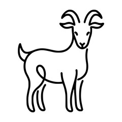 Minimalist Line Drawing of a Mountain Goat, perfect for various design applications. The image showcases the goat in a simple, yet elegant style.