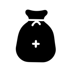 Black Alchemist’s Satchel Vector Icon – Fantasy Potion Bag Silhouette for RPGs
