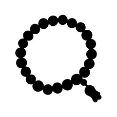 Black Rosary Prayer Beads Icon – Religious Meditation Silhouette Vector
