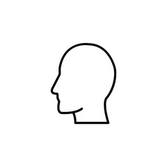 A minimalist line art illustration of a human head profile. Simple, clean design.