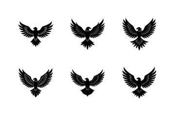 eagle with wings spread silhouette vector art