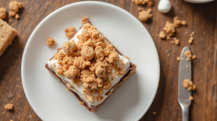 Delicious dessert featuring creamy layer topped with crunchy crumbs, perfect for sweet cravings. Enjoy this delightful treat