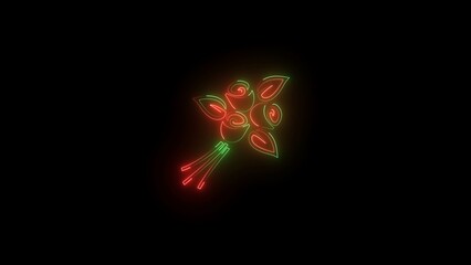 Neon rose flower bouquet illustration.