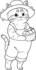 Orange Cat Farmer Tomato Animal Vector Graphic Art Illustration