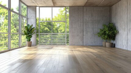 Obraz premium Modern Room with Greenery and Natural Light.