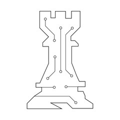 chess pawn rook interconnected printed circuit lines board, vector logo transmission line 