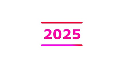 Glowing 2025 year. on a whit background. 4k illustration.	