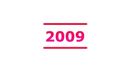 Glowing 2009 year. on a whit background. 4k illustration.	