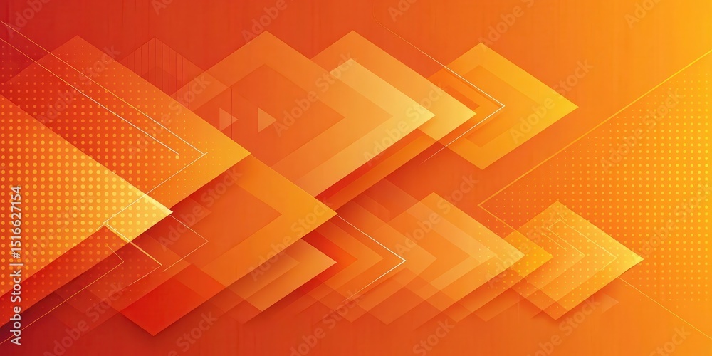 Poster Abstract Orange Geometric Design with Overlapping Squares and Subtle Halftone Pattern