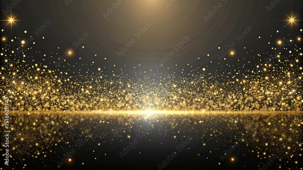 Poster golden dust motes and glimmering lights create a festive and elegant background