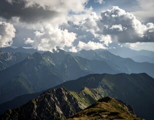 Obraz premium Mountain vista under dramatic sky