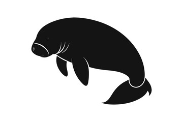 Naklejka premium Manatee animal silhouette isolated on white background