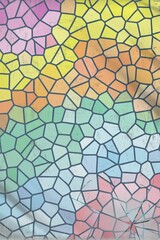 Obraz premium Colorful Geometric Mosaic Pattern with Pastel Stained Glass Effect.