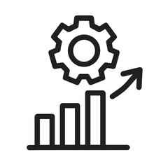 Growth Optimization: The image illustrates a graphic representation of business growth and optimization, it shows the gear and chart with arrow as a visual concept.