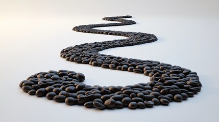Obraz premium Coffee beans arranged in a winding path.