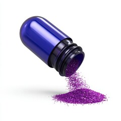 3D opened purple blue capsule with granules