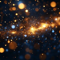 Obraz premium Abstract lightscape of golden and blue bokeh