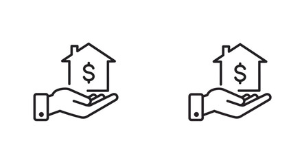 Real estate investment concept with hand holding house and dollar sign icon